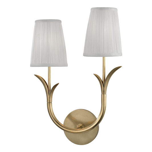 Deering Left Facing Wall Sconce - 2-Light - Aged Brass by Hudson Valley Lighting
