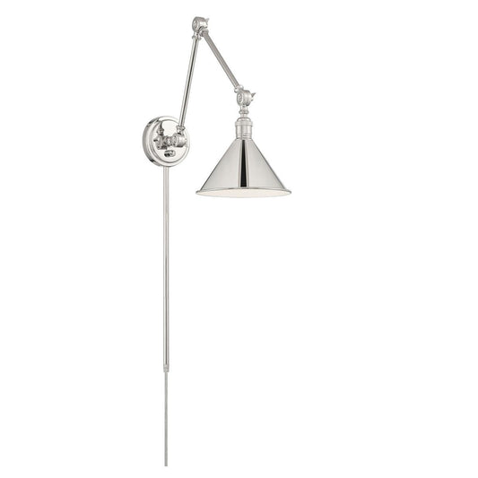 Delancey Swing Arm Lamp - Polished Nickel with Switch - Satco 60-7362