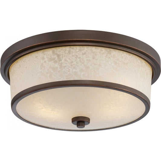 Diego - LED Flush with Satin Amber Glass - Mahogany Bronze Finish - Satco 62-643