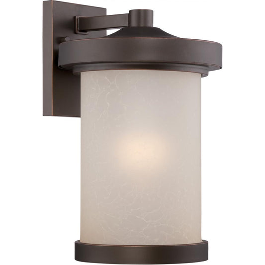 Diego - LED Large Wall Lantern with Satin Amber Glass - Mahogany Bronze Finish - Satco 62-642