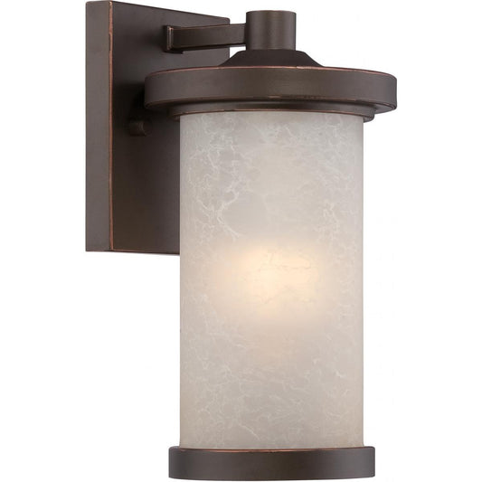 Diego - LED Small Wall Lantern with Satin Amber Glass - Mahogany Bronze Finish - Satco 62-641