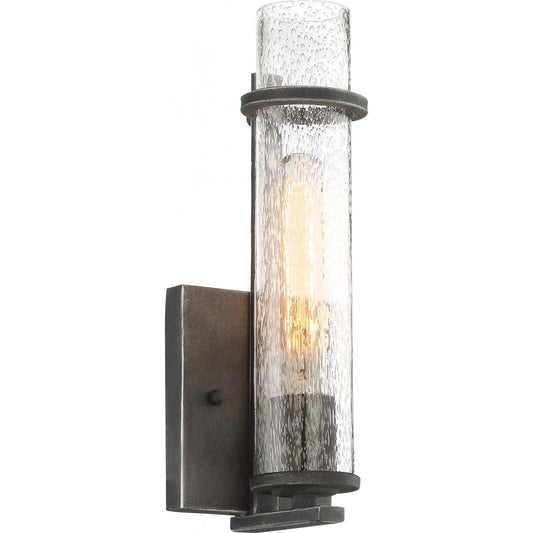 Donzi - 1 Light Vanity with Clear Seeded Glass - Iron Black Finish - Satco 60-6381