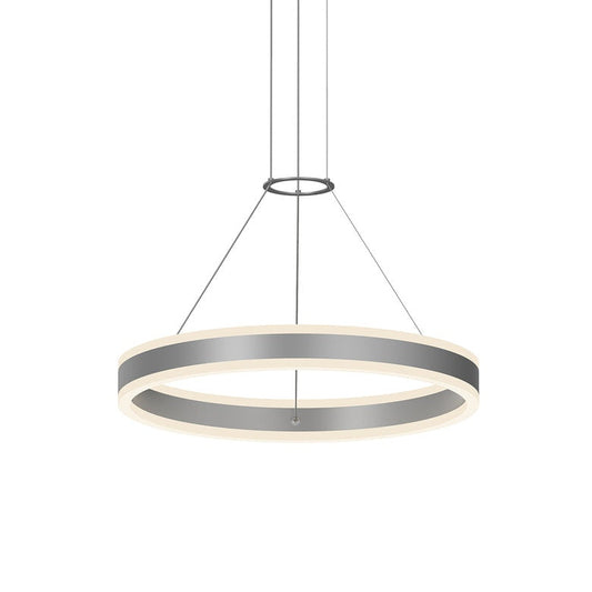 Double Corona 24" Ring Pendant - Bright Satin Aluminum by SONNEMAN