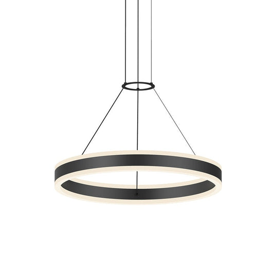 Double Corona 24" Ring Pendant - Satin Black by SONNEMAN