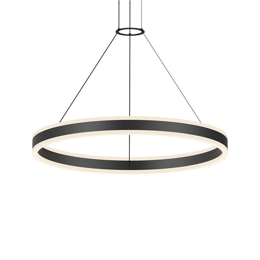 Double Corona 32" Ring Pendant - Satin Black by SONNEMAN