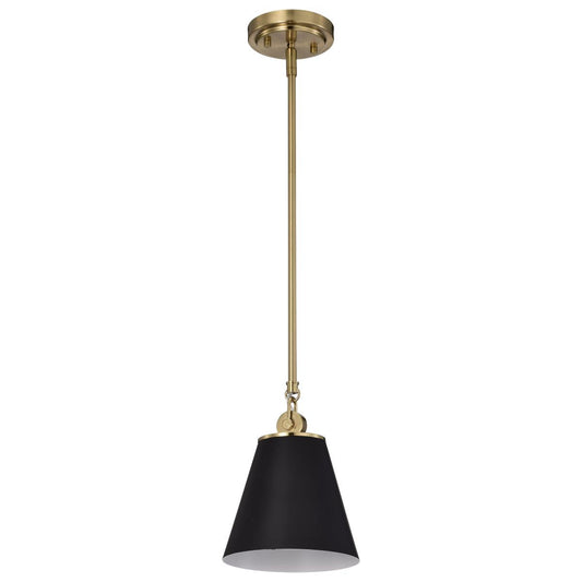 Dover - 1 Light - Small Pendant - Black with Vintage Brass - Satco 60-7408
