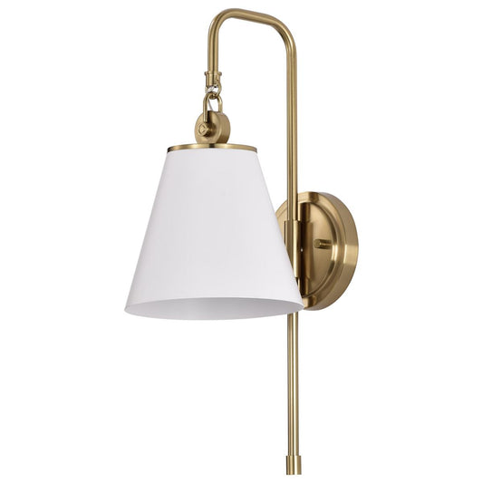 Dover - 1 Light - Wall Sconce - White with Vintage Brass - Satco 60-7446