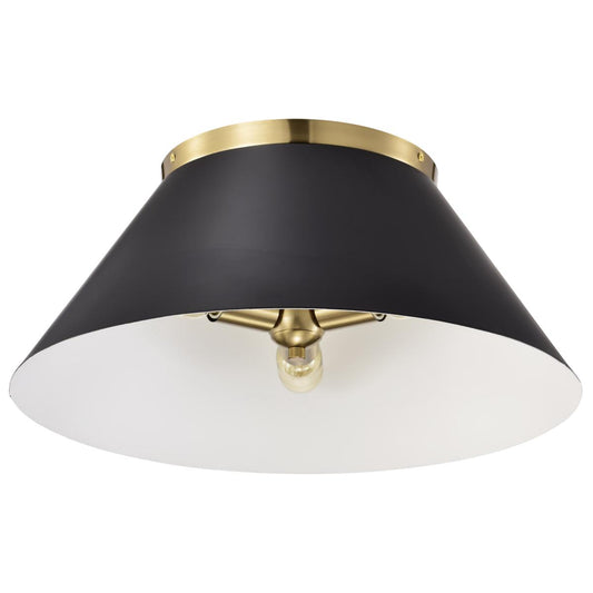 Dover - 3 Light - Large Flush Mount - Black with Vintage Brass - Satco 60-7420