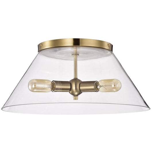 Dover - 3 Light - Large Flush Mount - Vintage Brass with Clear Glass - Satco 60-7422