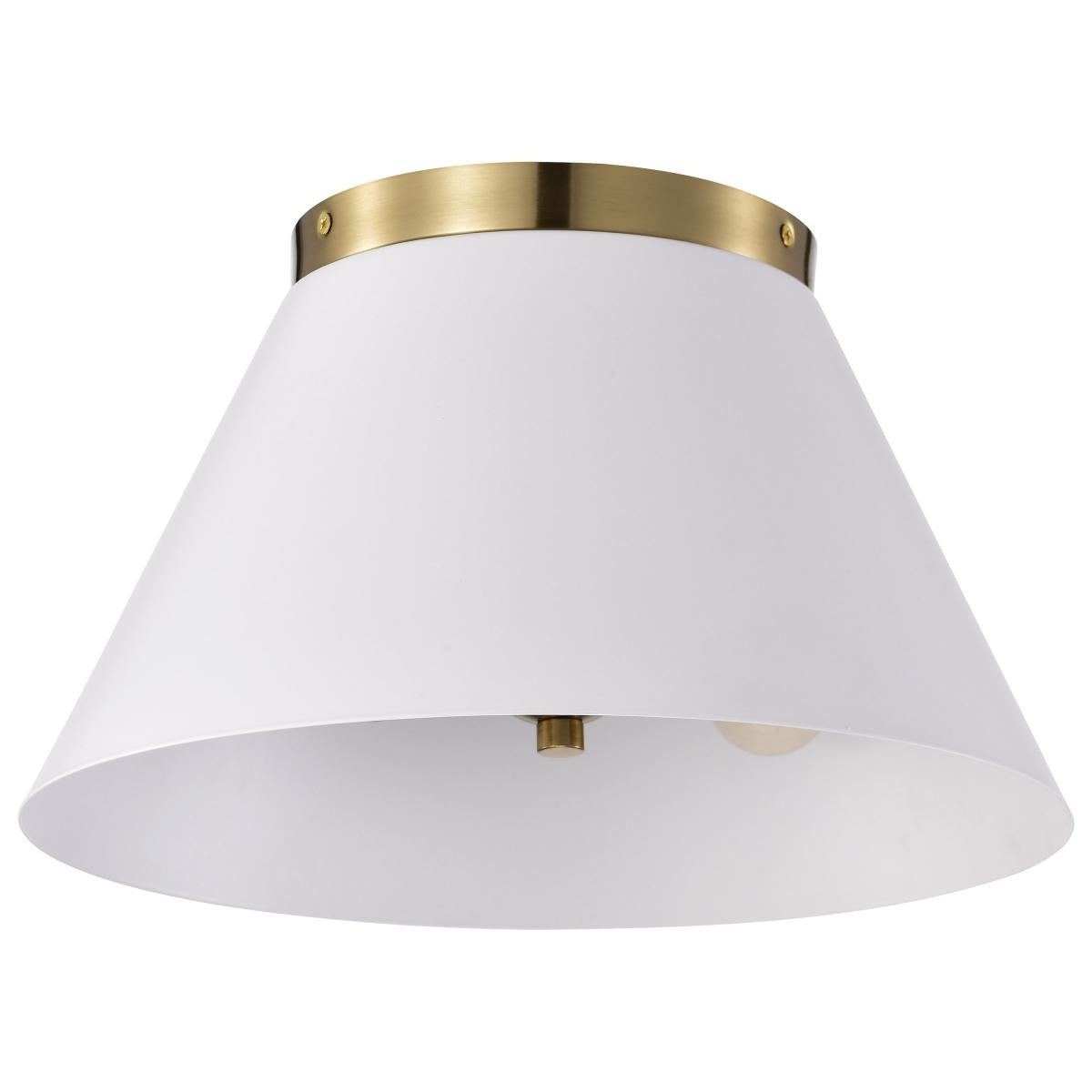 Dover - 3 Light - Small Flush Mount - White with Vintage Brass - Satco 60-7418