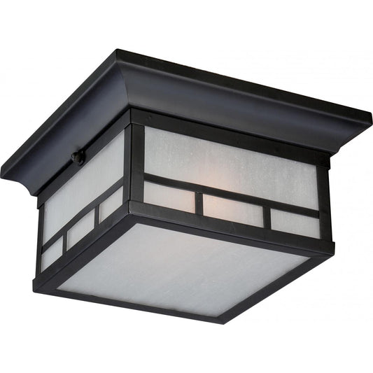 Drexel - 2 Light - Flush with Frosted Seed Glass - Stone Black Finish - Satco 60-5606
