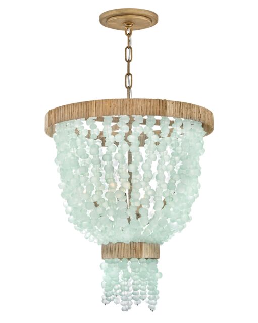 Dune Large Pendant - 4-Light - Blue Sea Glass - Burnished Gold by Fredrick Ramond