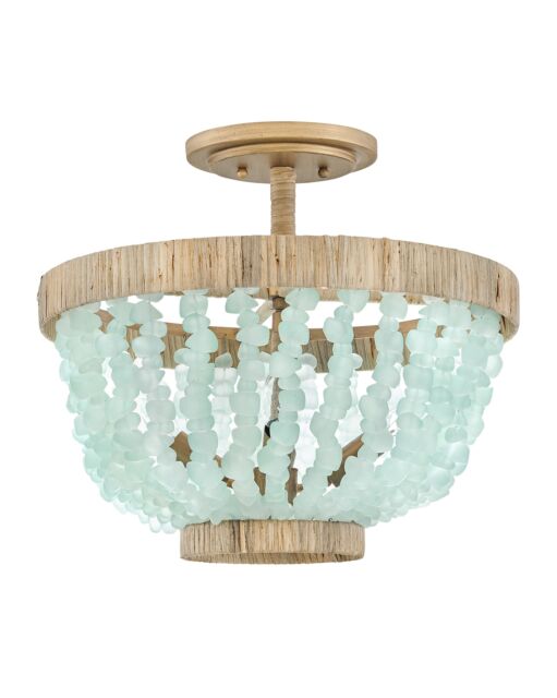 Dune Medium Semi Flush Mount - 4-Light - Blue Sea Glass - Burnished Gold by Fredrick Ramond