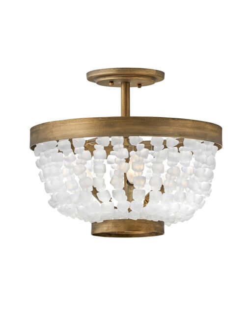 Dune Medium Semi Flush Mount - 4-Light - Soft White Sea Glass - Burnished Gold by Fredrick Ramond
