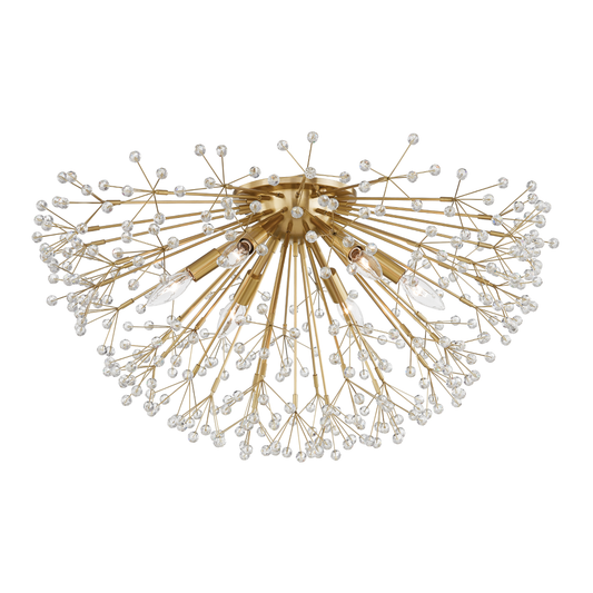 Dunkirk Semi Flush - 6-Light - Aged Brass by Hudson Valley Lighting