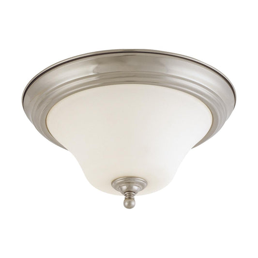 Dupont - 2 light Flush with Satin White Glass - Brushed Nickel Finish
