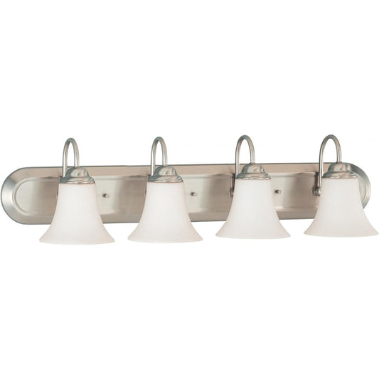 Dupont - 4 Light Vanity with Satin White Glass - Brushed Nickel Finish