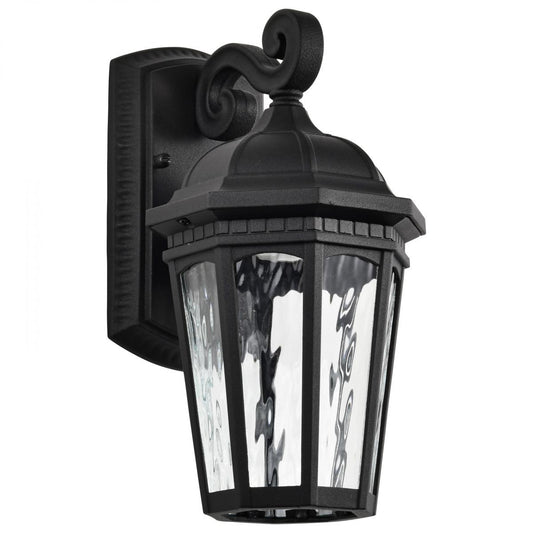 East River Collection - 1 Light Outdoor Small Wall Fixture - LED - SMART - Starfish RGBTW - CCT Selectable - Matte Black - Clear Water Glass - Satco 62-5945