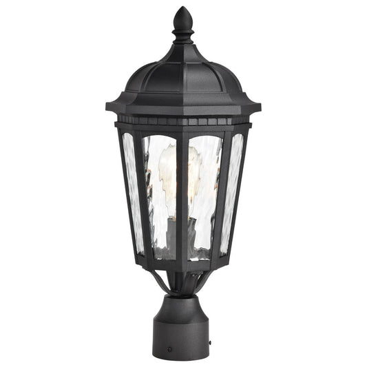 East River Collection Outdoor 19.5 inch Post Light Pole Lantern - Matte Black Finish with Clear Water Glass - Satco 60-5943