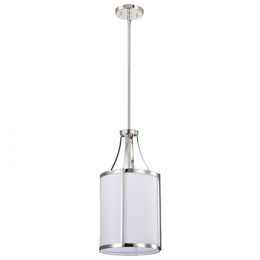 Easton 1 Light Pendant - Polished Nickel Finish - White Linen Shade - Satco 60-7971