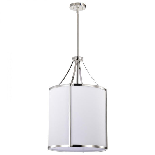 Easton 3 Light Pendant - Polished Nickel Finish - White Linen Shade - Satco 60-7972