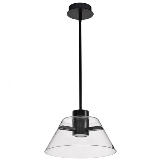 Edmond - 14 Inch LED Pendant - Matte Black with Clear Glass - Satco 62-2061