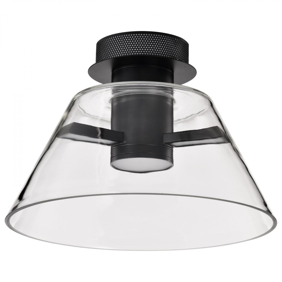 Edmond - 14 Inch LED Semi Flush - Matte Black with Clear Glass - Satco 62-2063