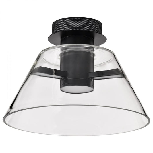 Edmond - 14 Inch LED Semi Flush - Matte Black with Clear Glass - Satco 62-2063
