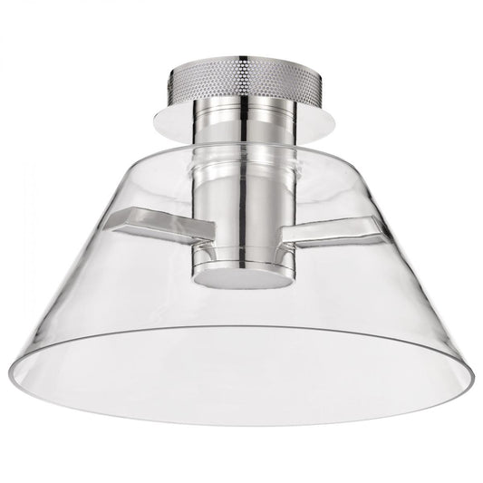 Edmond - 14 Inch LED Semi Flush - Polished Nickel with Clear Glass - Satco 62-2053