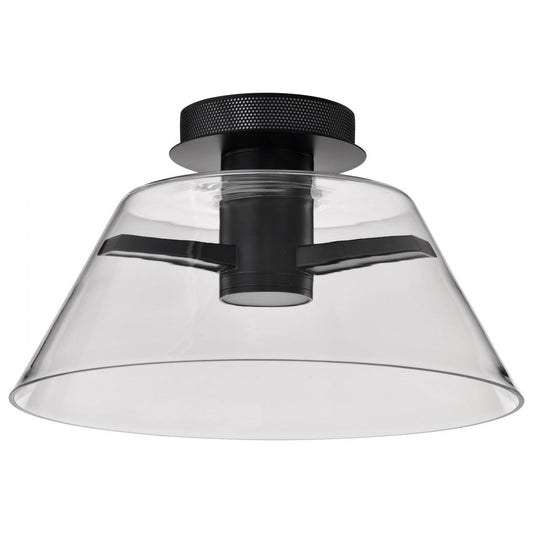 Edmond - 17 Inch LED Semi Flush - Matte Black with Clear Glass - Satco 62-2064