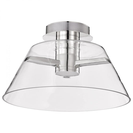 Edmond - 17 Inch LED Semi Flush - Polished Nickel with Clear Glass - Satco 62-2054