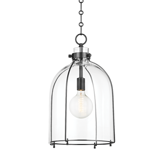 Eldridge Pendant - Clear Bell Shape Glass Shade - Old Bronze by Hudson Valley Lighting
