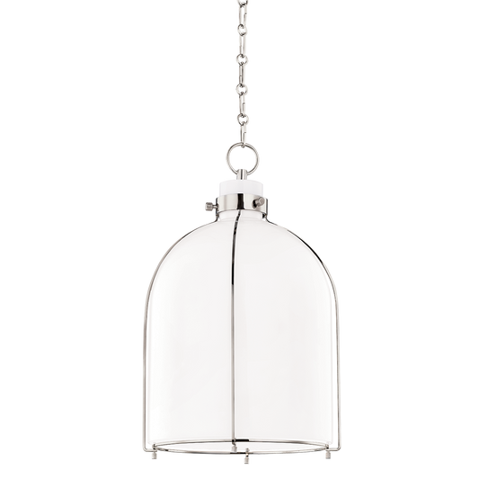 Eldridge Pendant - Opal Bell Shape Glass Shade - Polished Nickel by Hudson Valley Lighting