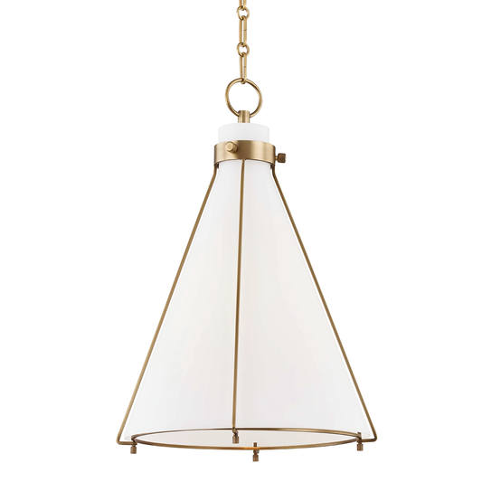 Eldridge Pendant - Tapered Opal Glass Shade - Aged Brass by Hudson Valley Lighting