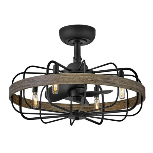 Eli 22" LED Fandelier - Matte Black with Driftwood Accents by Hinkley Lighting