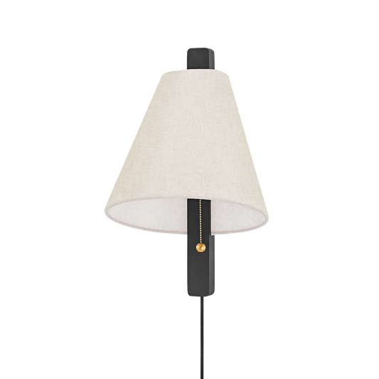 Ellen Plug-In Sconce - Aged Brass/Wood Charred Ash - Mitzi HL636201-AGB/WCA