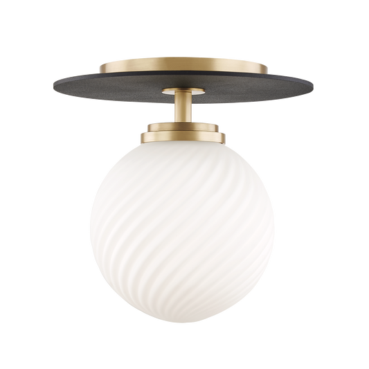 Ellis Semi Flush - 1-Light - Aged Brass/Black - Mitzi H200501S-AGB/BK