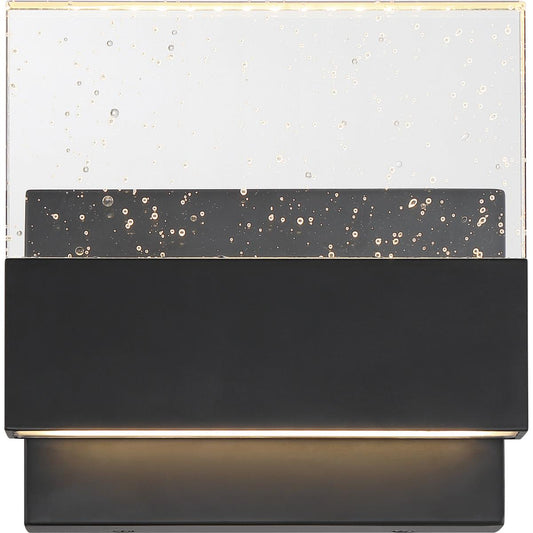 Ellusion - LED Medium Wall Sconce - with Seeded Glass - Matte Black Finish - Satco 62-1512