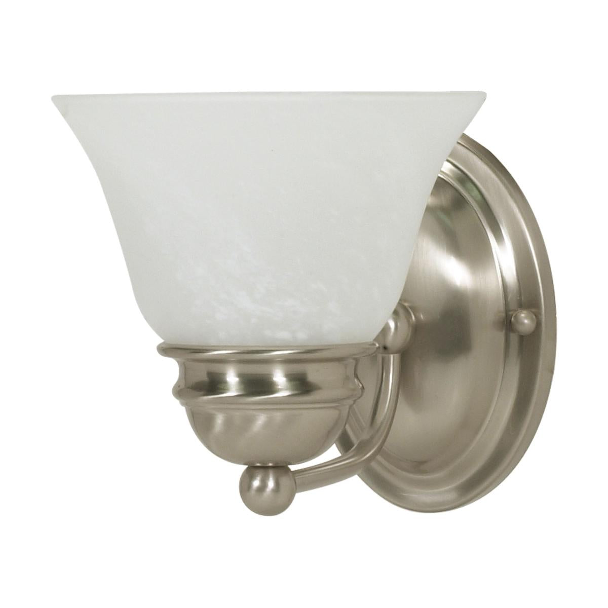 Empire - 1 Light 7" Vanity with Alabaster Glass - Brushed Nickel Finish - Satco 60-340