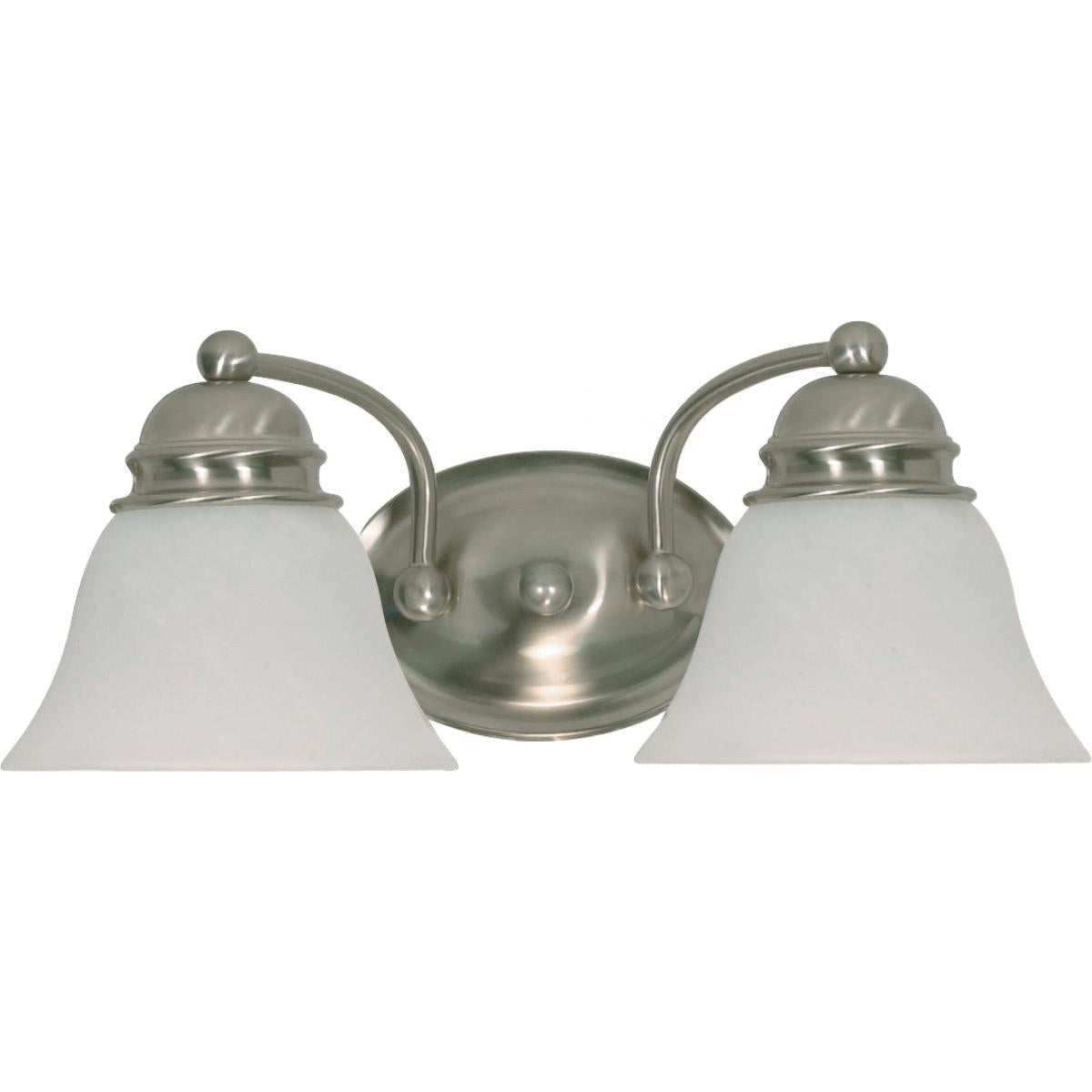Empire - 2 Light - 15" - Vanity - with Alabaster Glass Bell Shades - Color retail packaging - Satco 60-6078