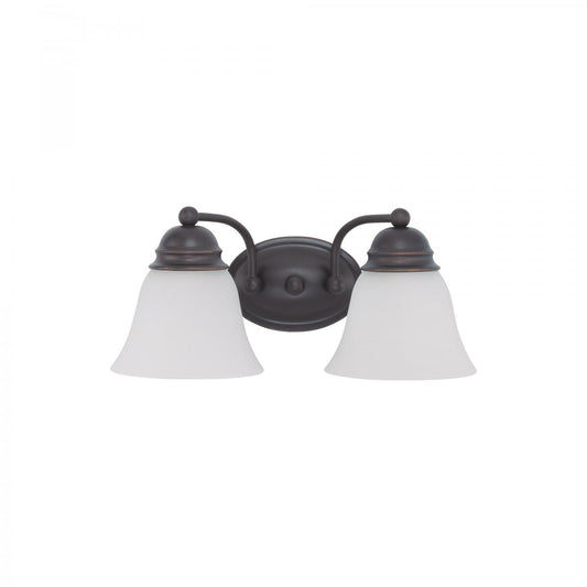Empire - 2 Light 15" Vanity with Frosted White Glass - Mahogany Bronze Finish - Satco 60-3166