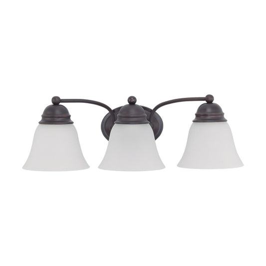 Empire - 3 Light 21" Vanity with Frosted White Glass - Mahogany Bronze Finish - Satco 60-3167