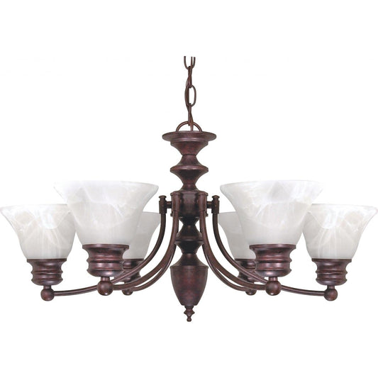 Empire - 6 Light Chandelier with Alabaster Glass - Old Bronze Finish - Satco 60-358