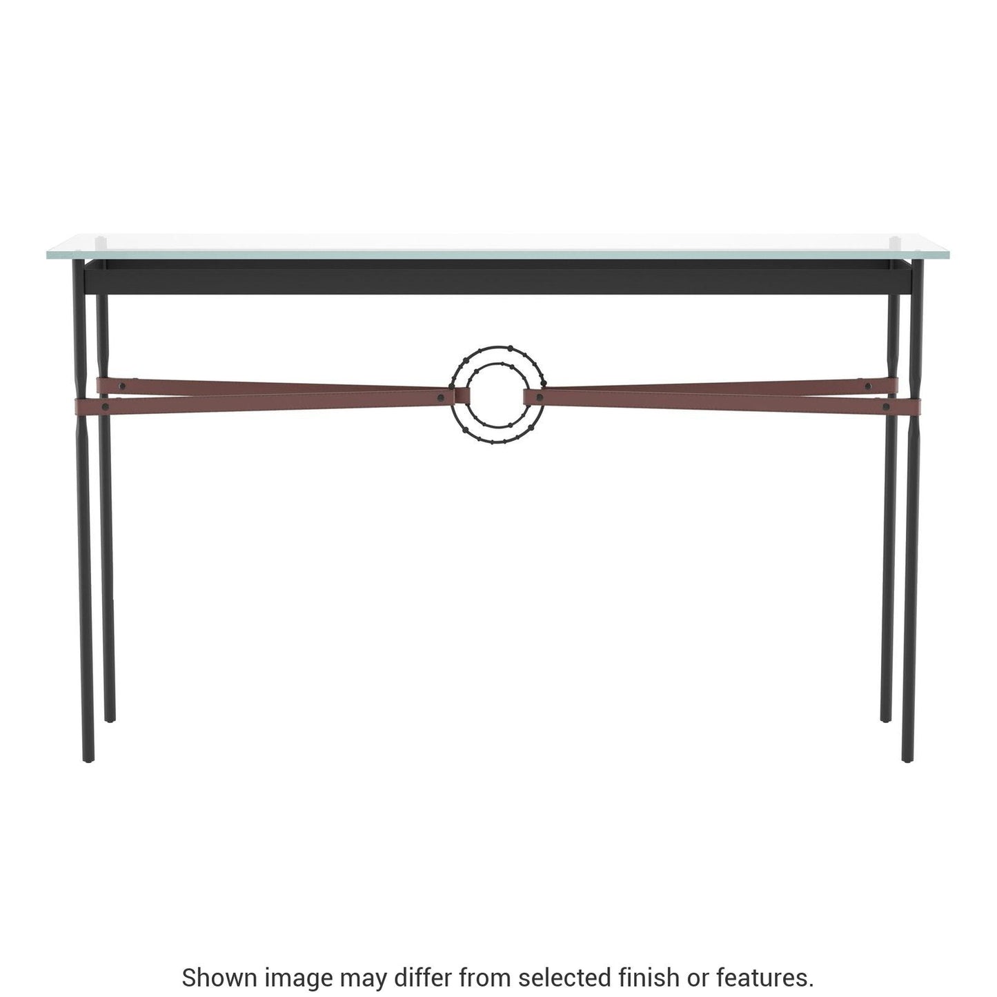 Equus Console Table - Black - Leather British Brown Accent by Hubbardton Forge