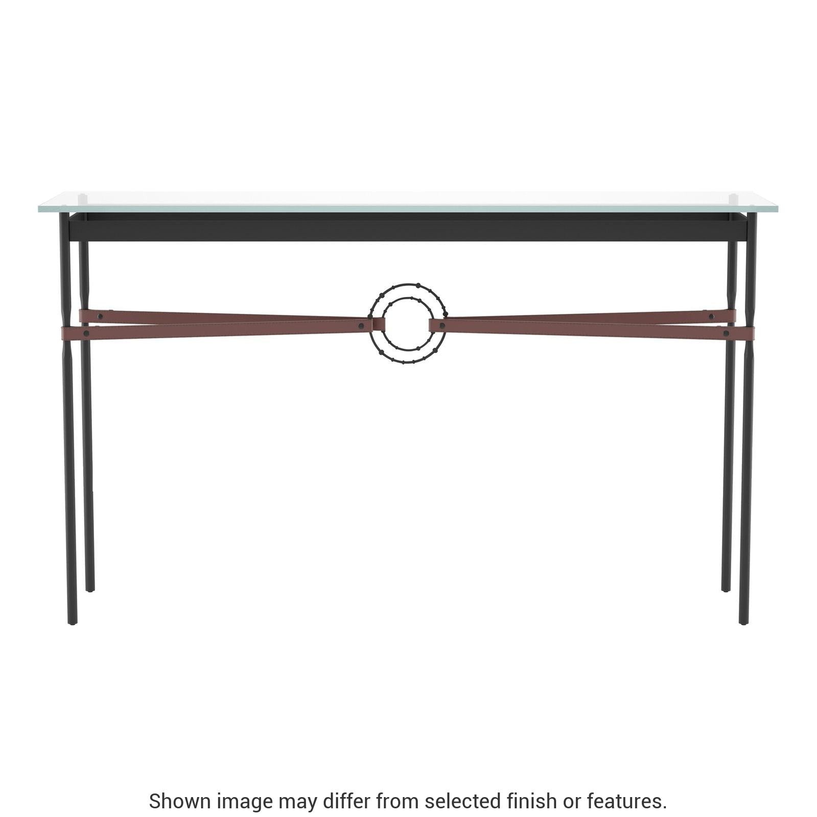 Equus Console Table - Black - Leather British Brown Accent by Hubbardton Forge