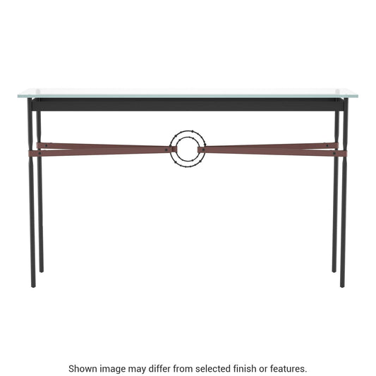 Equus Console Table - Black - Leather British Brown Accent by Hubbardton Forge
