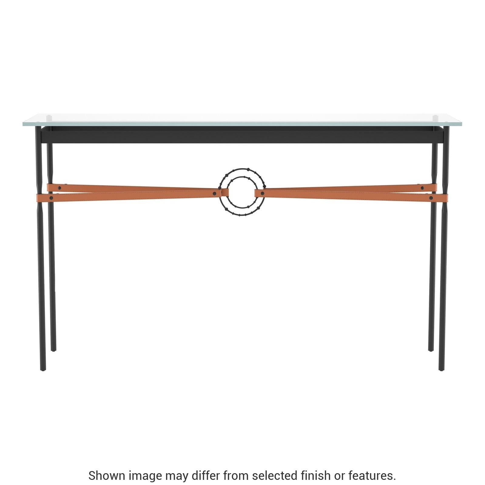 Equus Console Table - Black - Leather Chestnut Accent by Hubbardton Forge