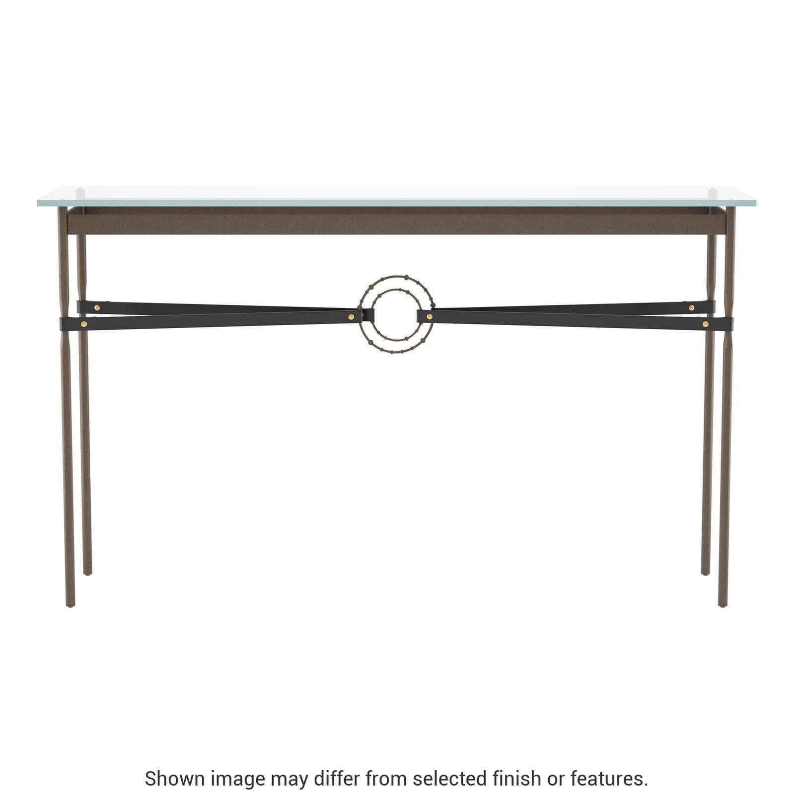 Equus Console Table - Bronze - Leather Black Accent by Hubbardton Forge