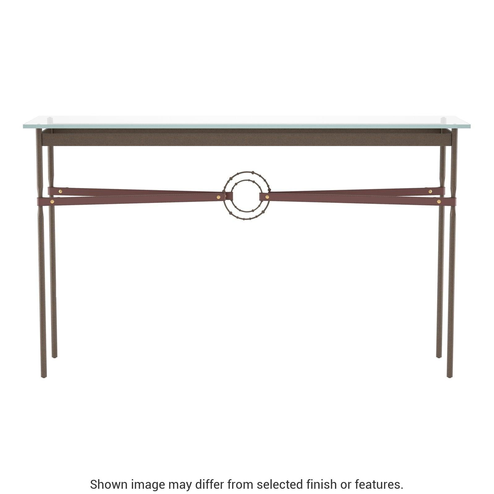 Equus Console Table - Bronze - Leather British Brown Accent by Hubbardton Forge