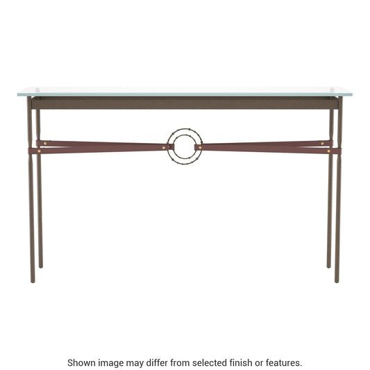 Equus Console Table - Bronze - Leather British Brown Accent by Hubbardton Forge